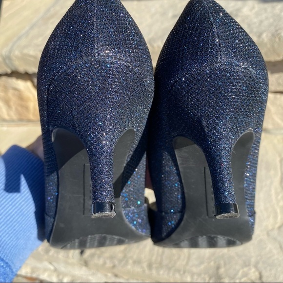 BANDOLINO NIELLA PUMP dark navy blue sparkly high heels Sz 8M - Picture 5 of 10